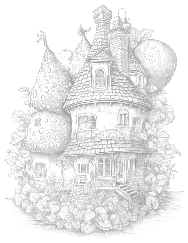 Strawberry Fairy House Coloring Book - CraftNest - Digital Crafting and Art