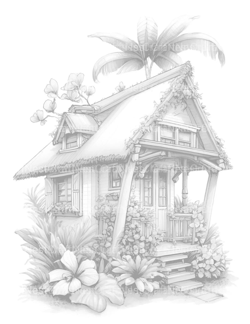 Hawaiian Tiny House Coloring Book - CraftNest - Digital Crafting and Art