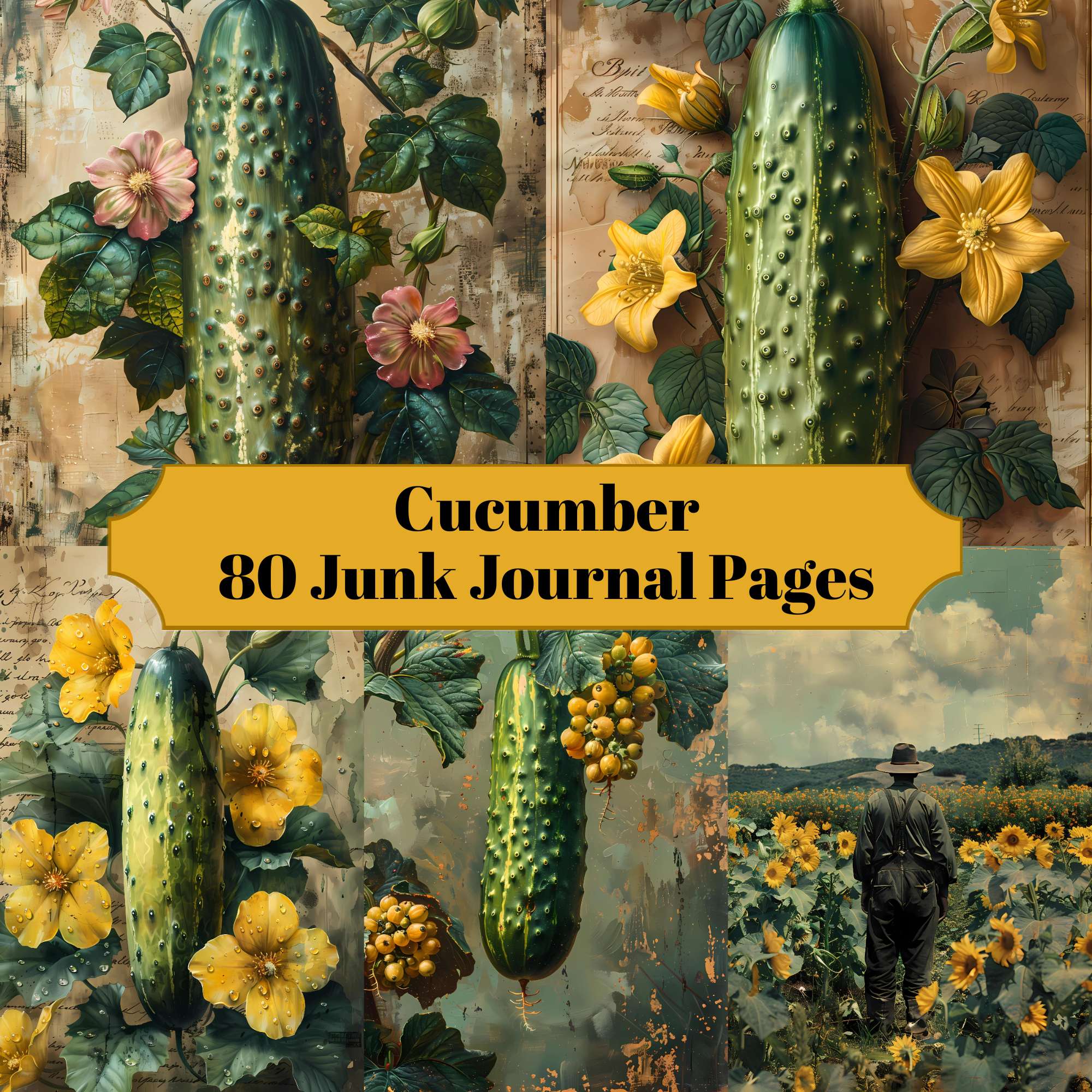 Cucumber Junk Journal Pages - CraftNest - Digital Crafting and Art