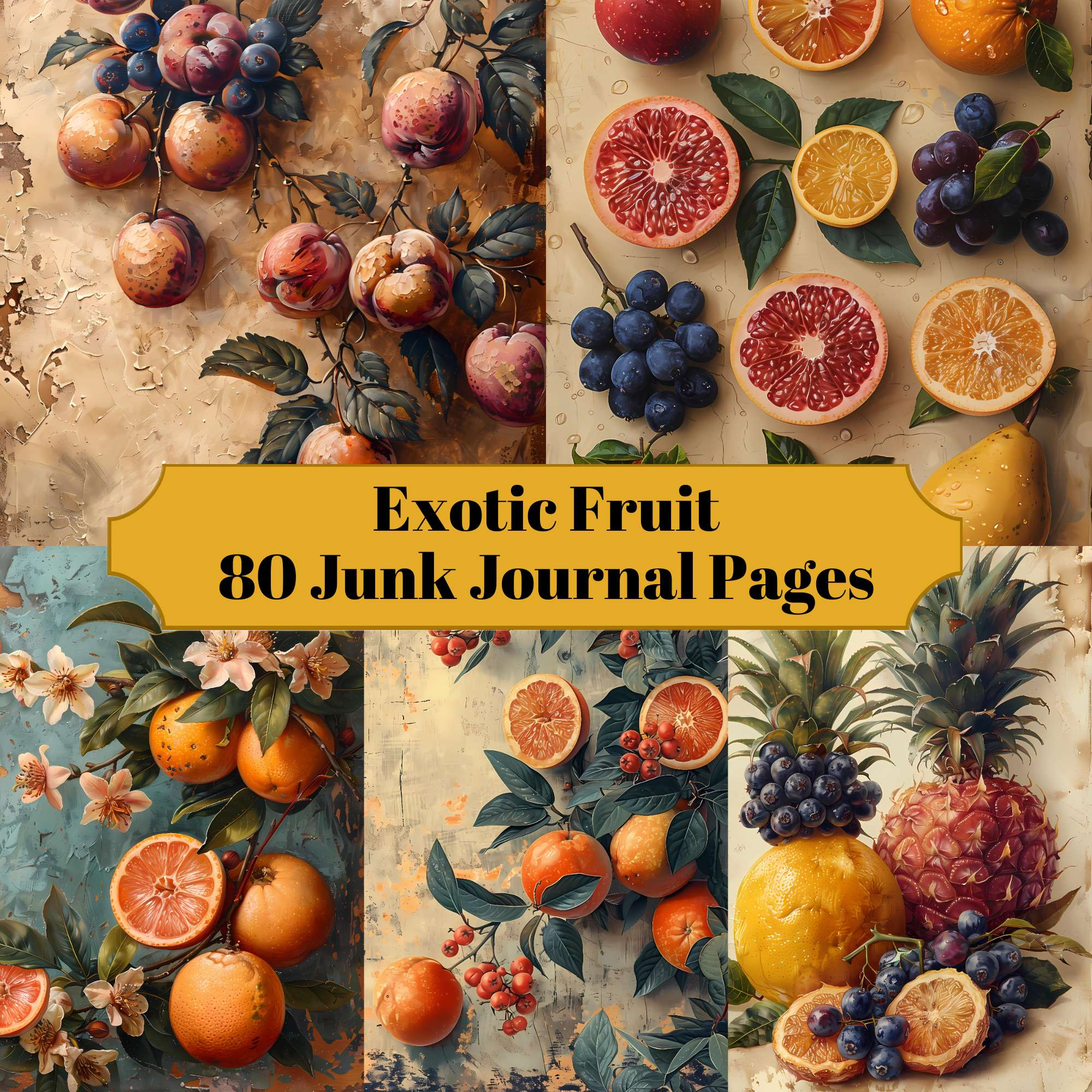 Exotic Fruit Junk Journal Pages - CraftNest - Digital Crafting and Art