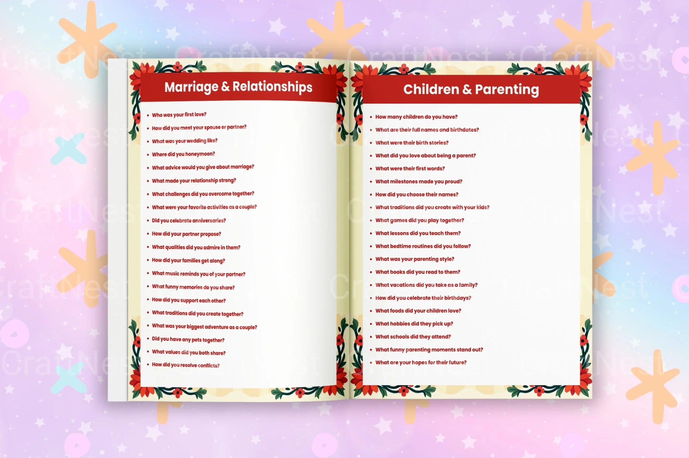 Genealogy Organizer Prompts Book for Family History Research - CraftNest - Digital Crafting and Art
