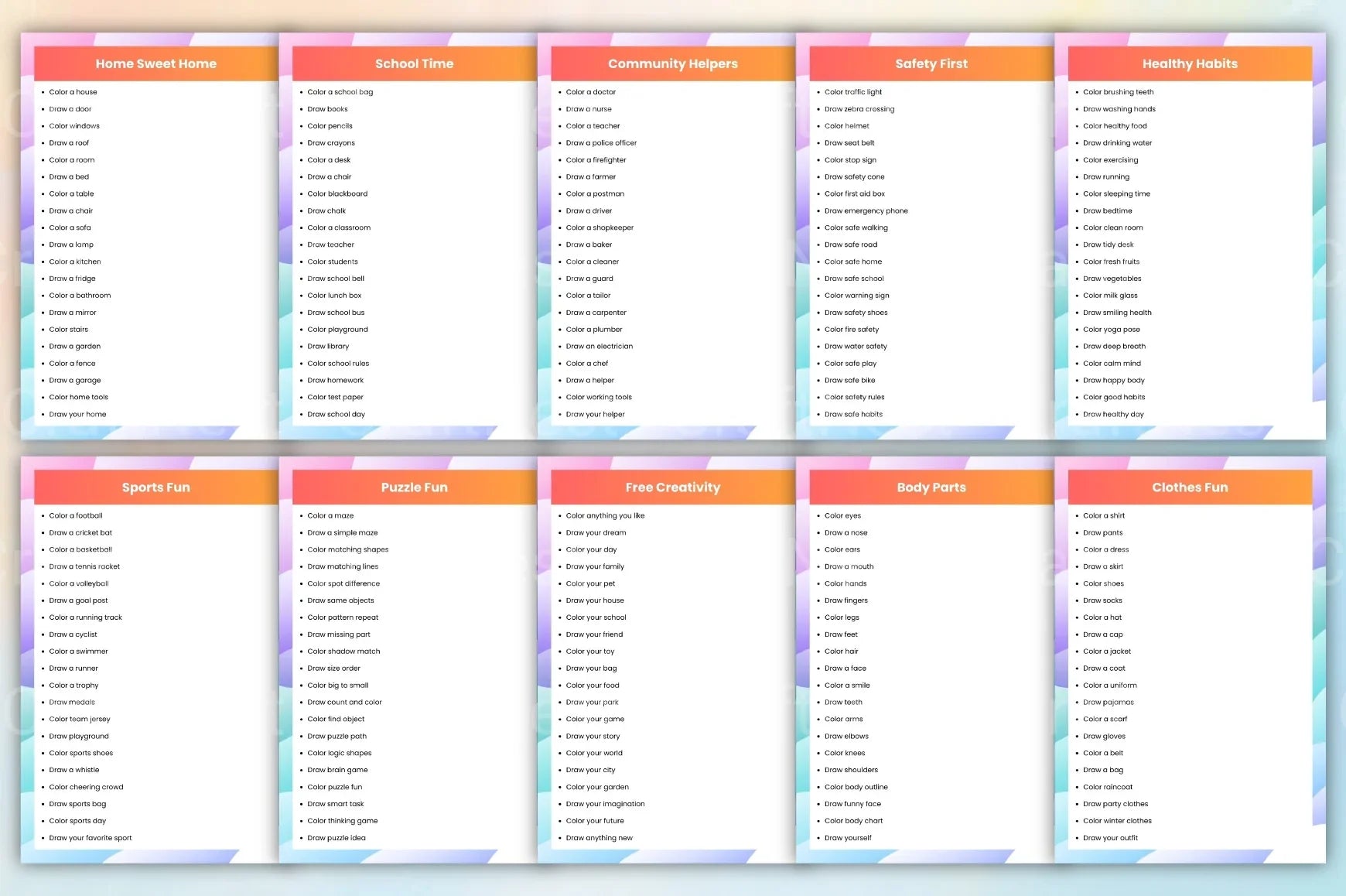Kids Coloring Activity Prompts - CraftNest - Digital Crafting and Art