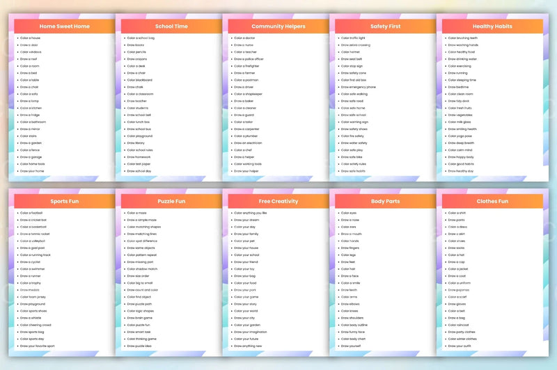 Kids Coloring Activity Prompts - CraftNest - Digital Crafting and Art