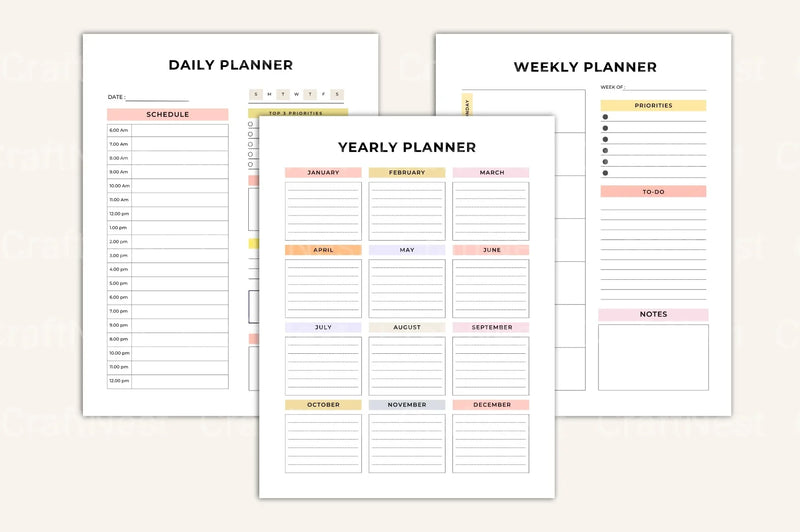 Efficient Daily Planner for Optimal Organization - CraftNest - Digital Crafting and Art