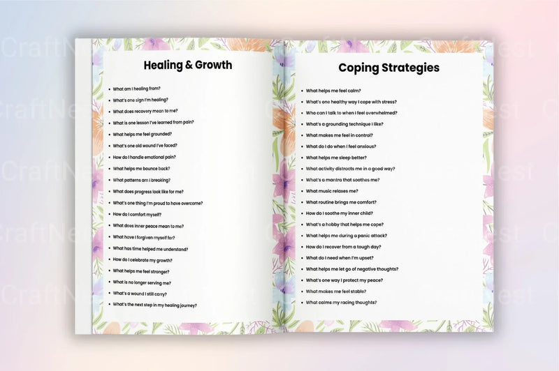 Mental Health Prompts for Well-being - CraftNest - Digital Crafting and Art
