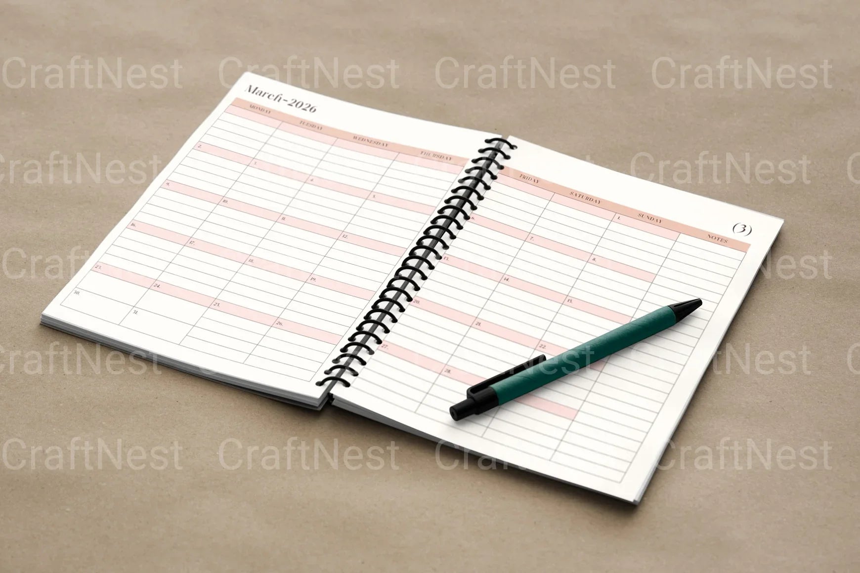 Monthly Organizer Template - CraftNest - Digital Crafting and Art