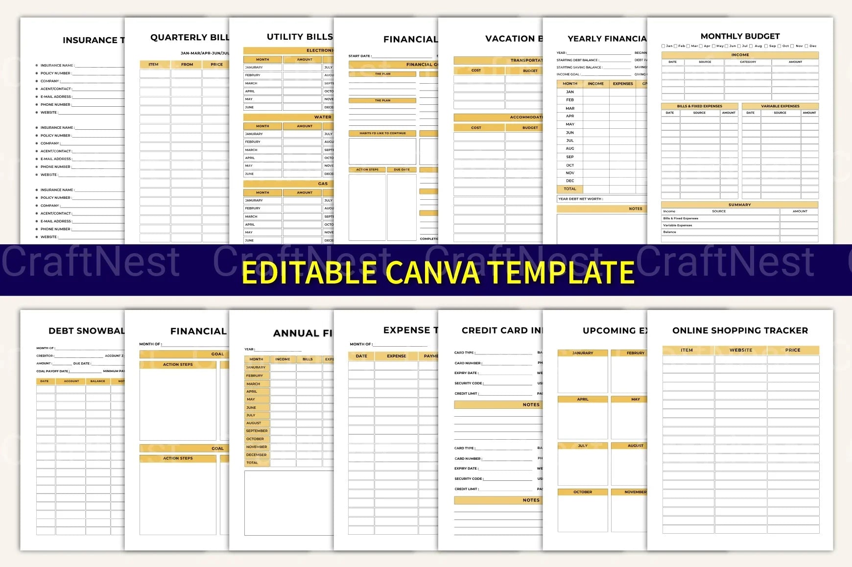 Savings Expense Tracker Tool - CraftNest - Digital Crafting and Art