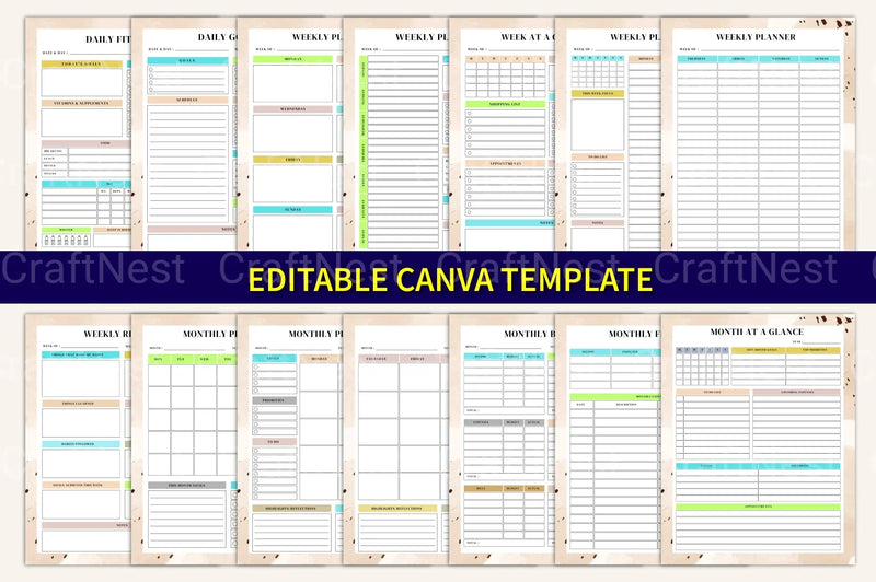Yearly, Weekly & Monthly Planner 2024 - CraftNest - Digital Crafting and Art