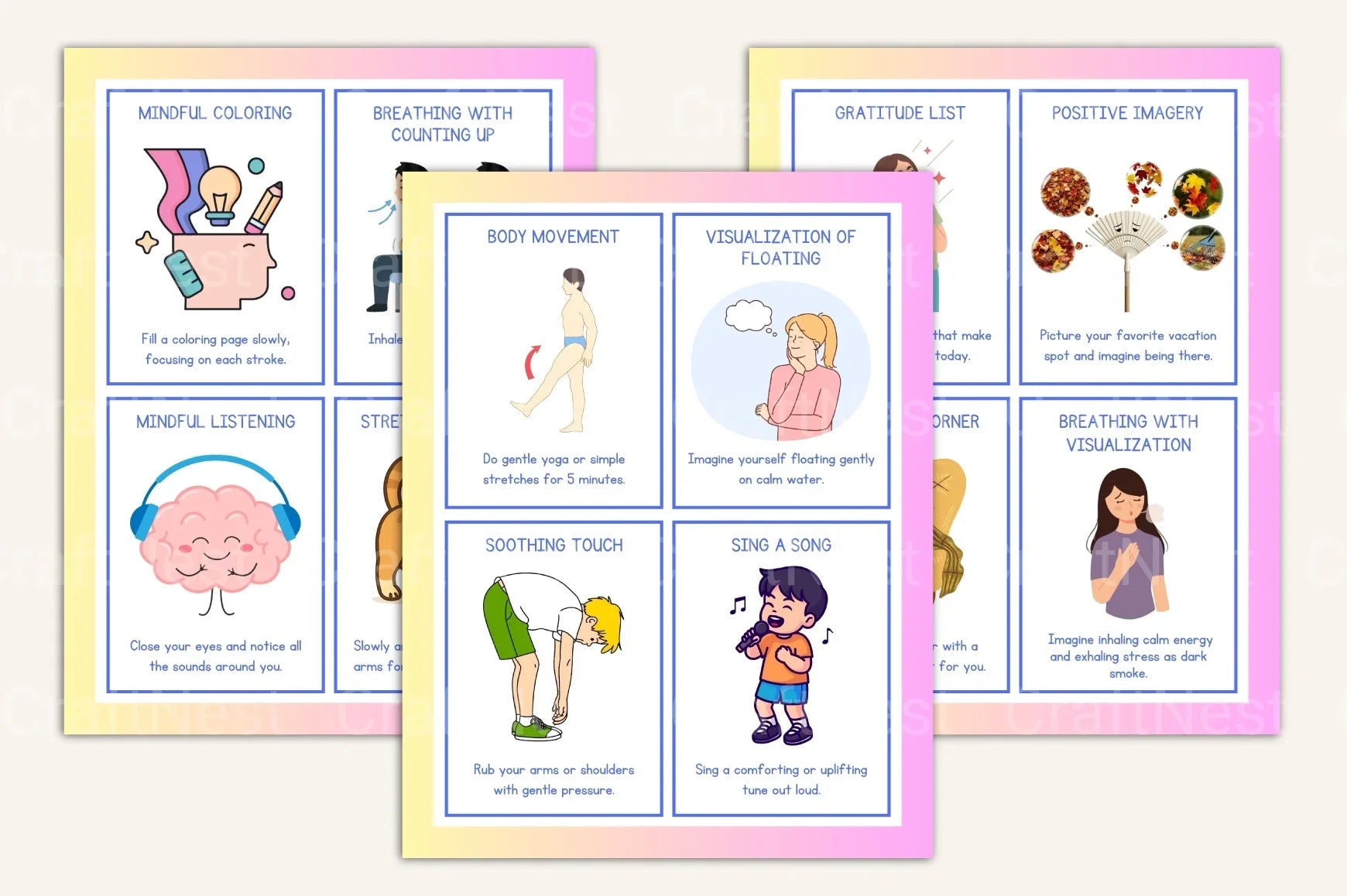 Calming Strategies Coping Skills Cards for Stress Relief - CraftNest - Digital Crafting and Art