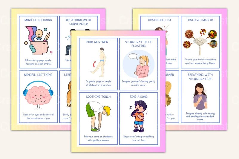 Calming Strategies Coping Skills Cards for Stress Relief - CraftNest - Digital Crafting and Art
