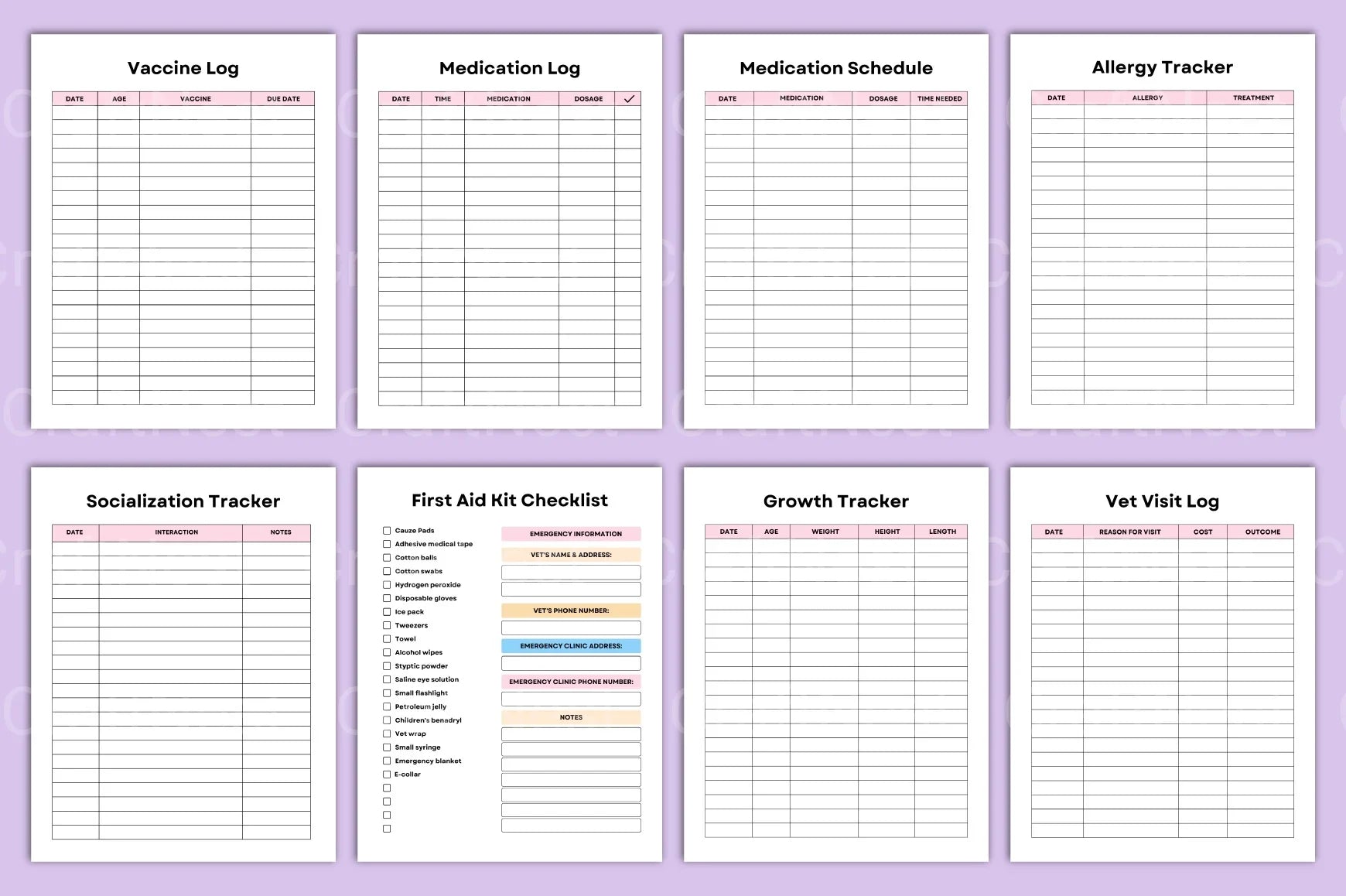 Pet Care Planner: Organize Your Pet's Health & Schedule - CraftNest - Digital Crafting and Art