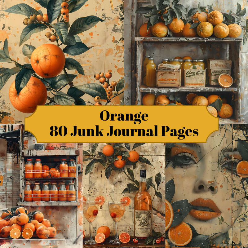 Orange Junk Journal Pages - CraftNest - Digital Crafting and Art