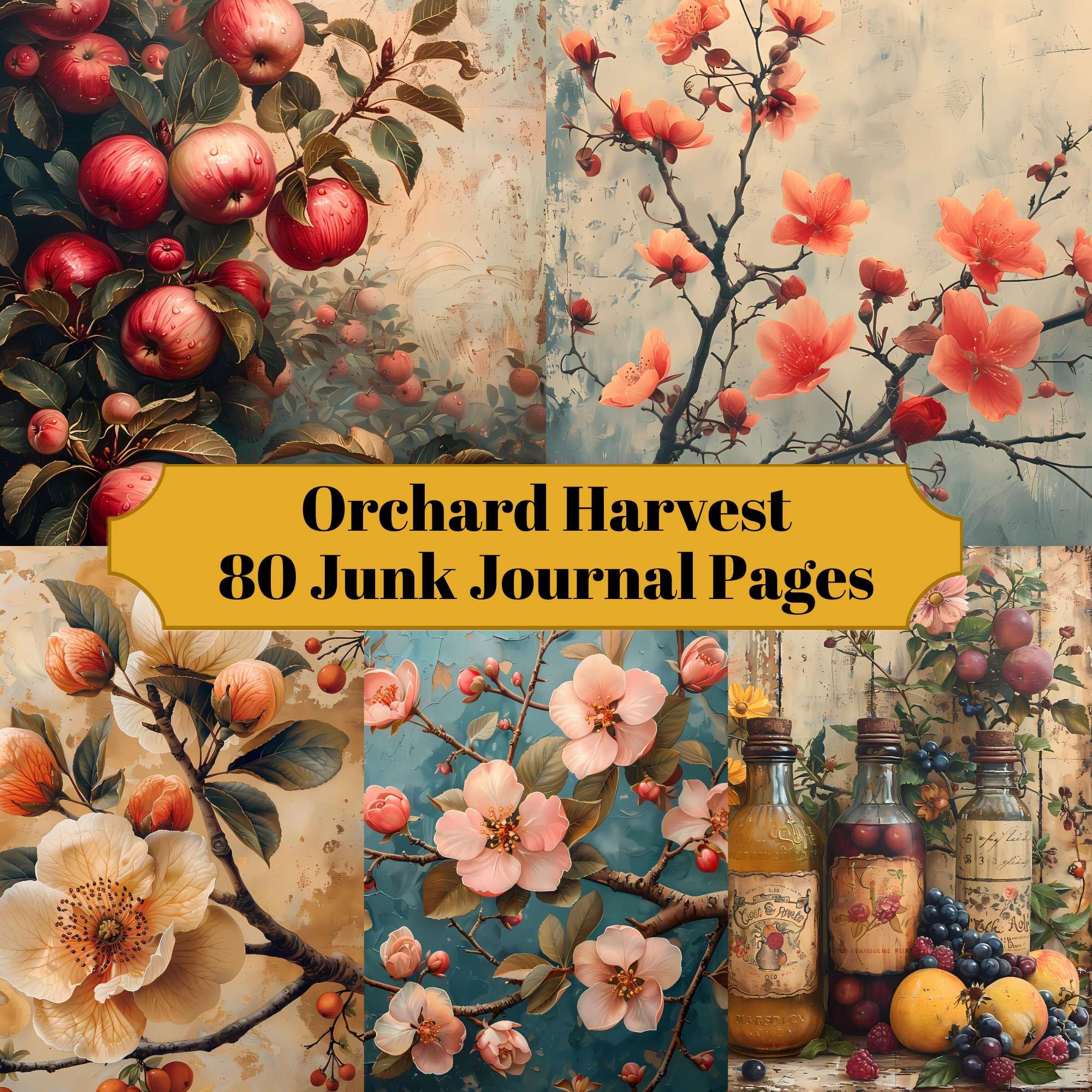 Orchard Harvest Junk Journal Pages - CraftNest - Digital Crafting and Art