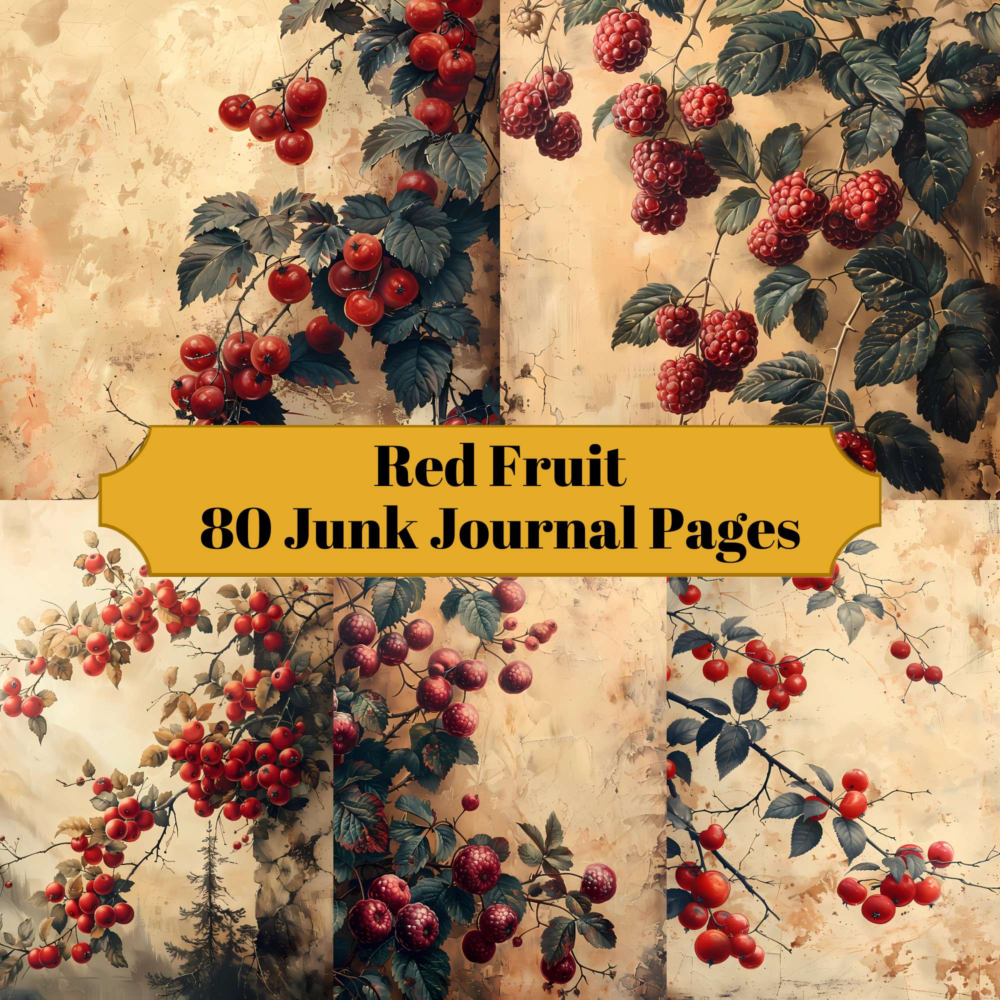 Red Fruit Junk Journal Pages - CraftNest - Digital Crafting and Art