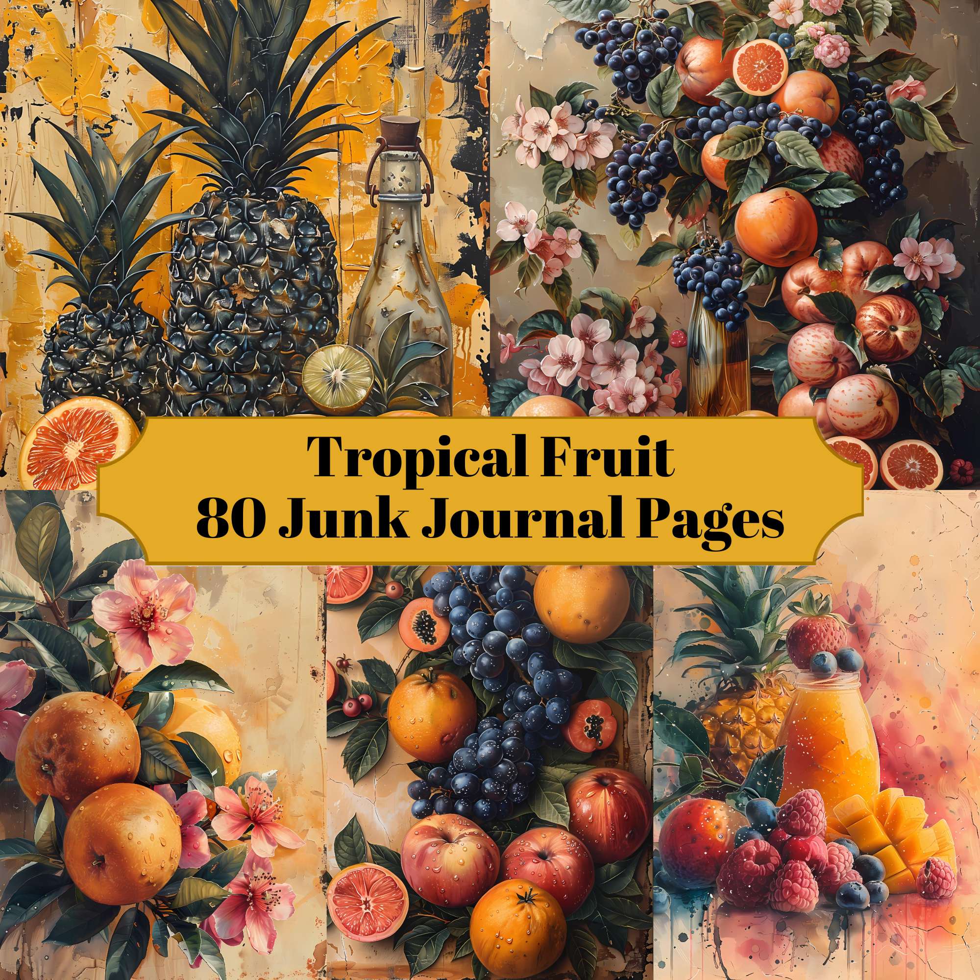 Tropical Fruit Junk Journal Pages - CraftNest - Digital Crafting and Art