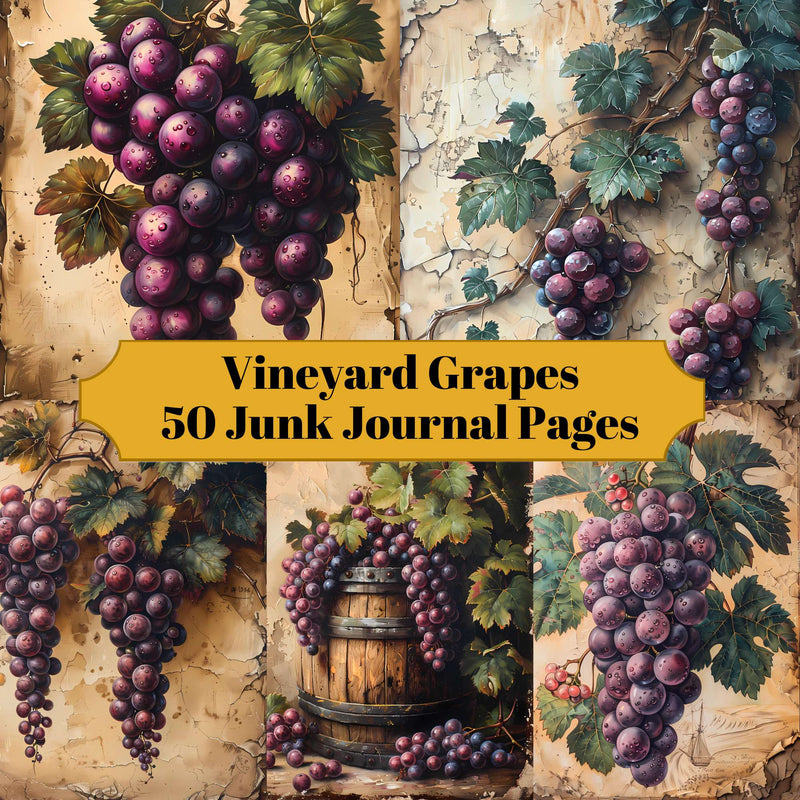 Vineyard Grapes Junk Journal Pages - CraftNest - Digital Crafting and Art