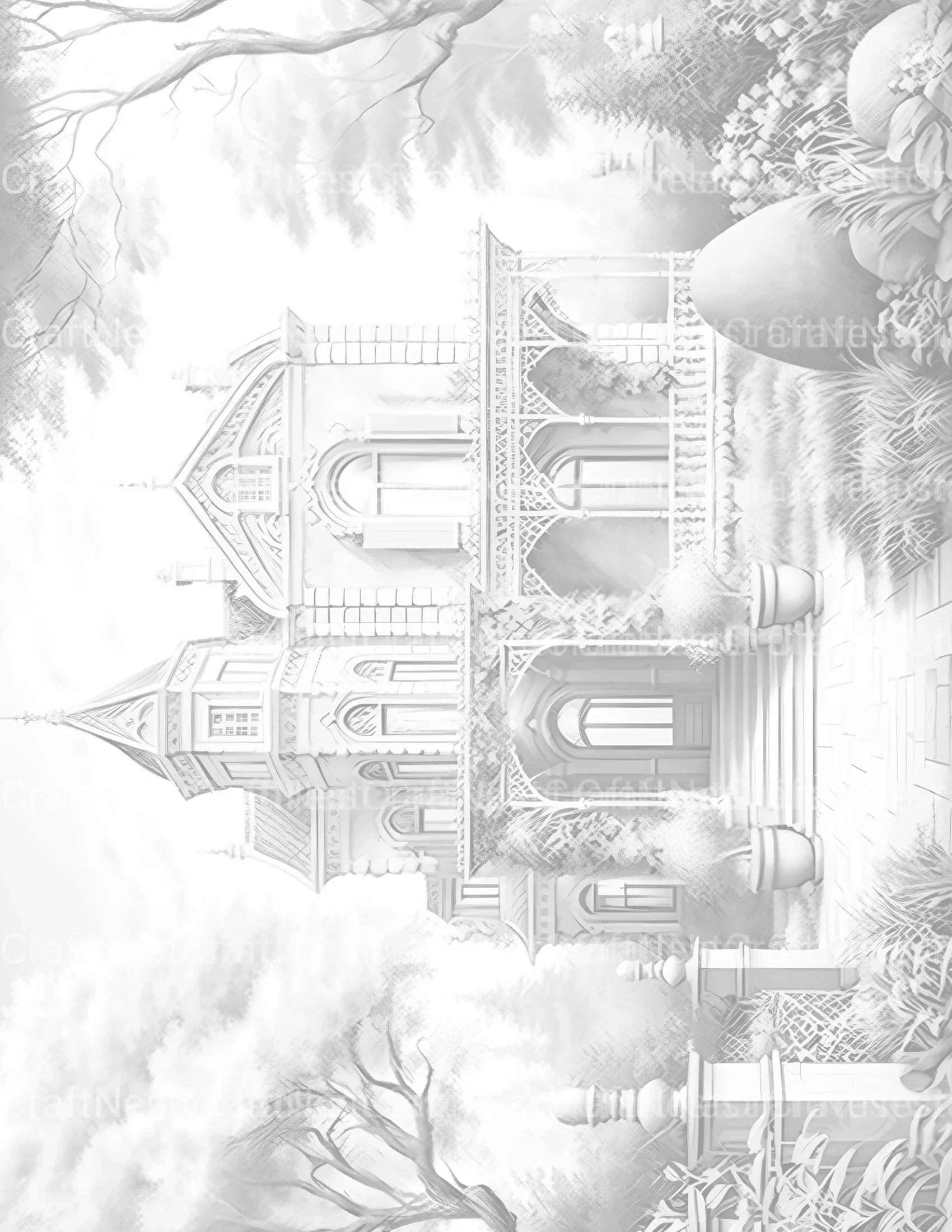 Luxury Villas Landscape Coloring Book - CraftNest - Digital Crafting and Art