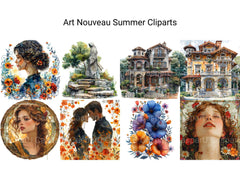 Art Nouveau Summer Clipart - CraftNest - Digital Crafting and Art