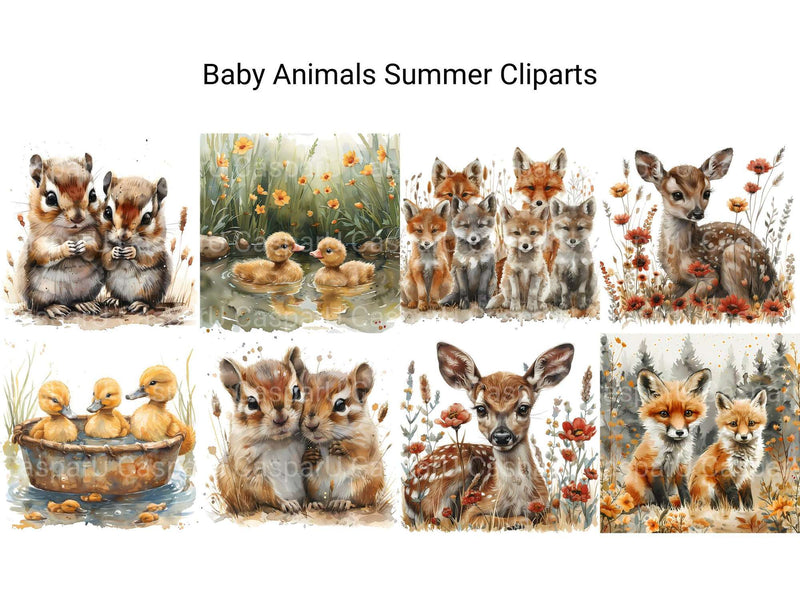 Baby Animals Summer Clipart - CraftNest - Digital Crafting and Art