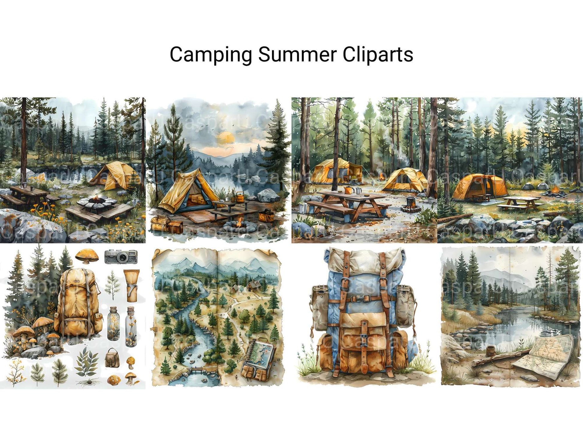 Camping Summer Clipart - CraftNest - Digital Crafting and Art