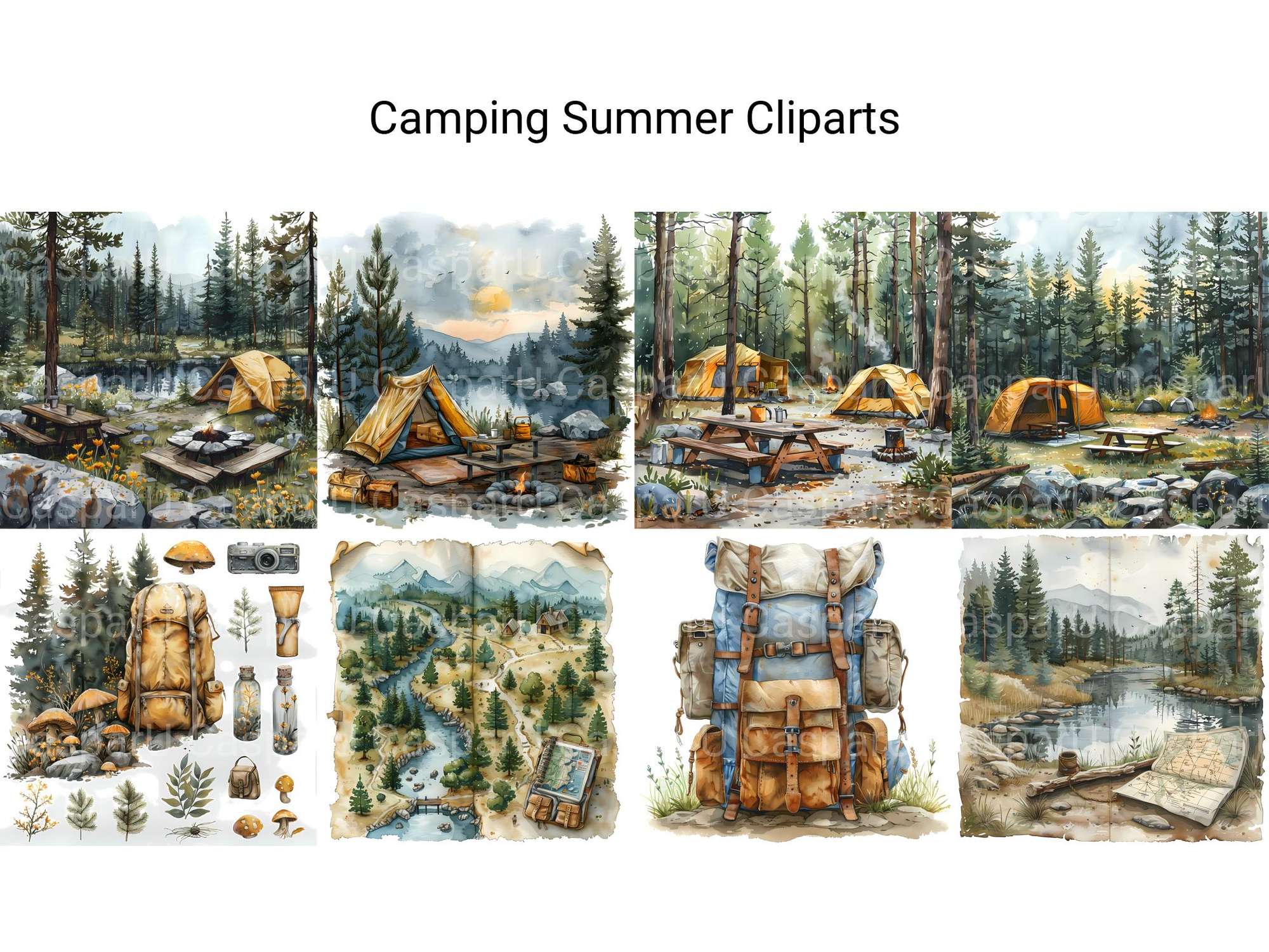 Camping Summer Clipart - CraftNest - Digital Crafting and Art