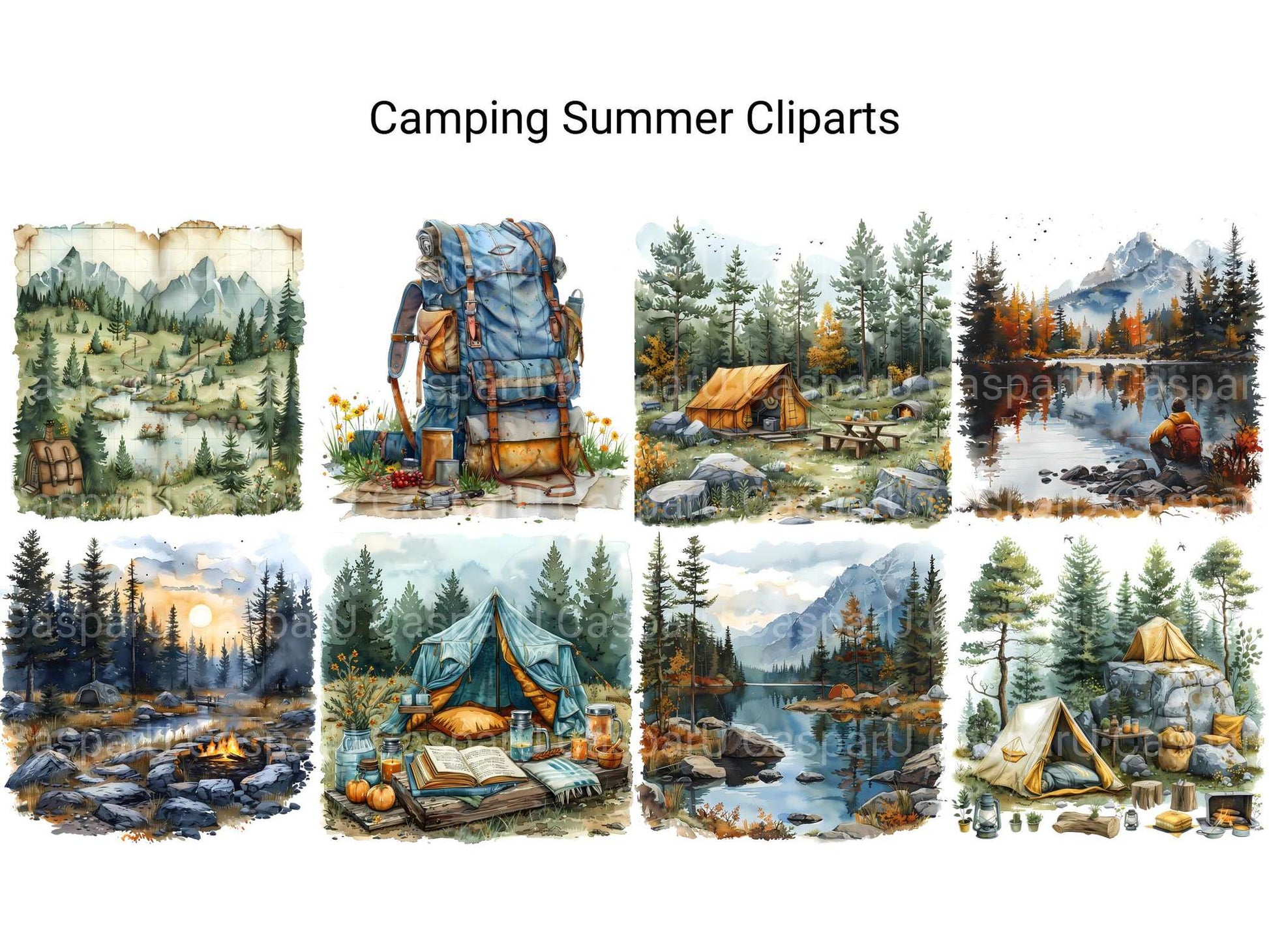 Camping Summer Clipart - CraftNest - Digital Crafting and Art