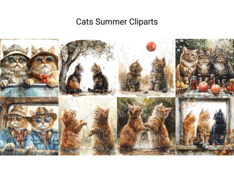 Cats Summer Clipart - CraftNest - Digital Crafting and Art