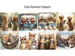 Cats Summer Clipart - CraftNest - Digital Crafting and Art