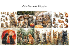 Cats Summer Clipart - CraftNest - Digital Crafting and Art