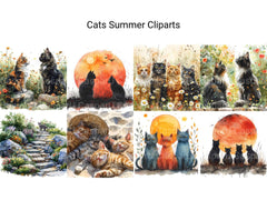 Cats Summer Clipart - CraftNest - Digital Crafting and Art