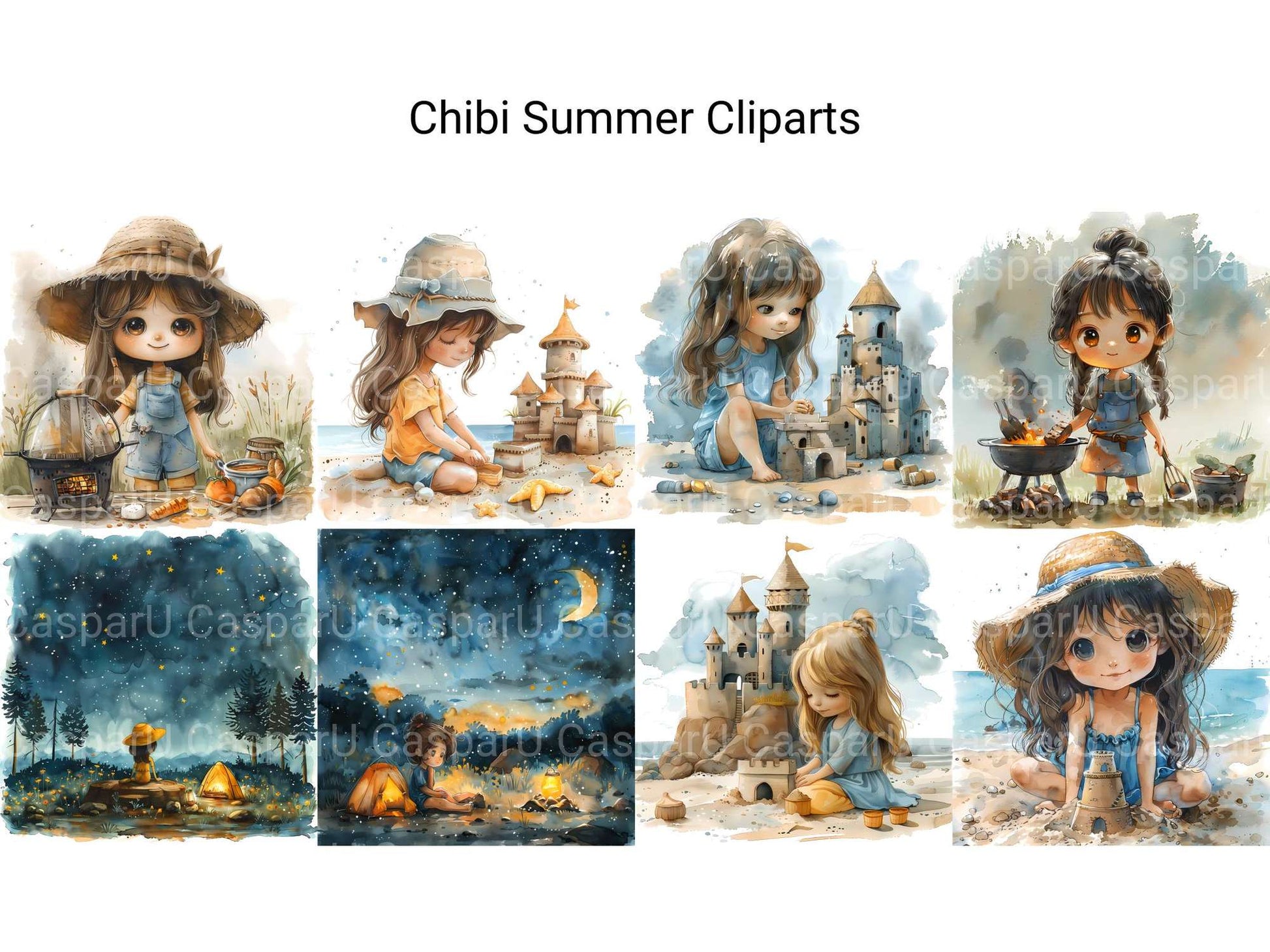 Chibi Summer Clipart - CraftNest - Digital Crafting and Art