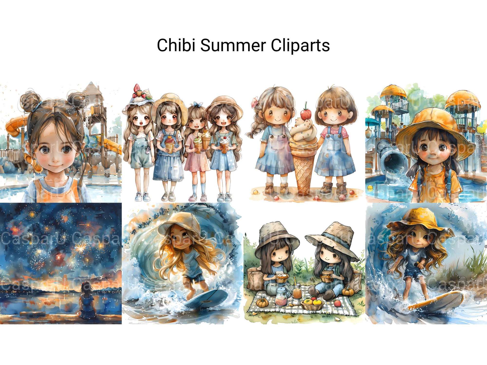 Chibi Summer Clipart - CraftNest - Digital Crafting and Art