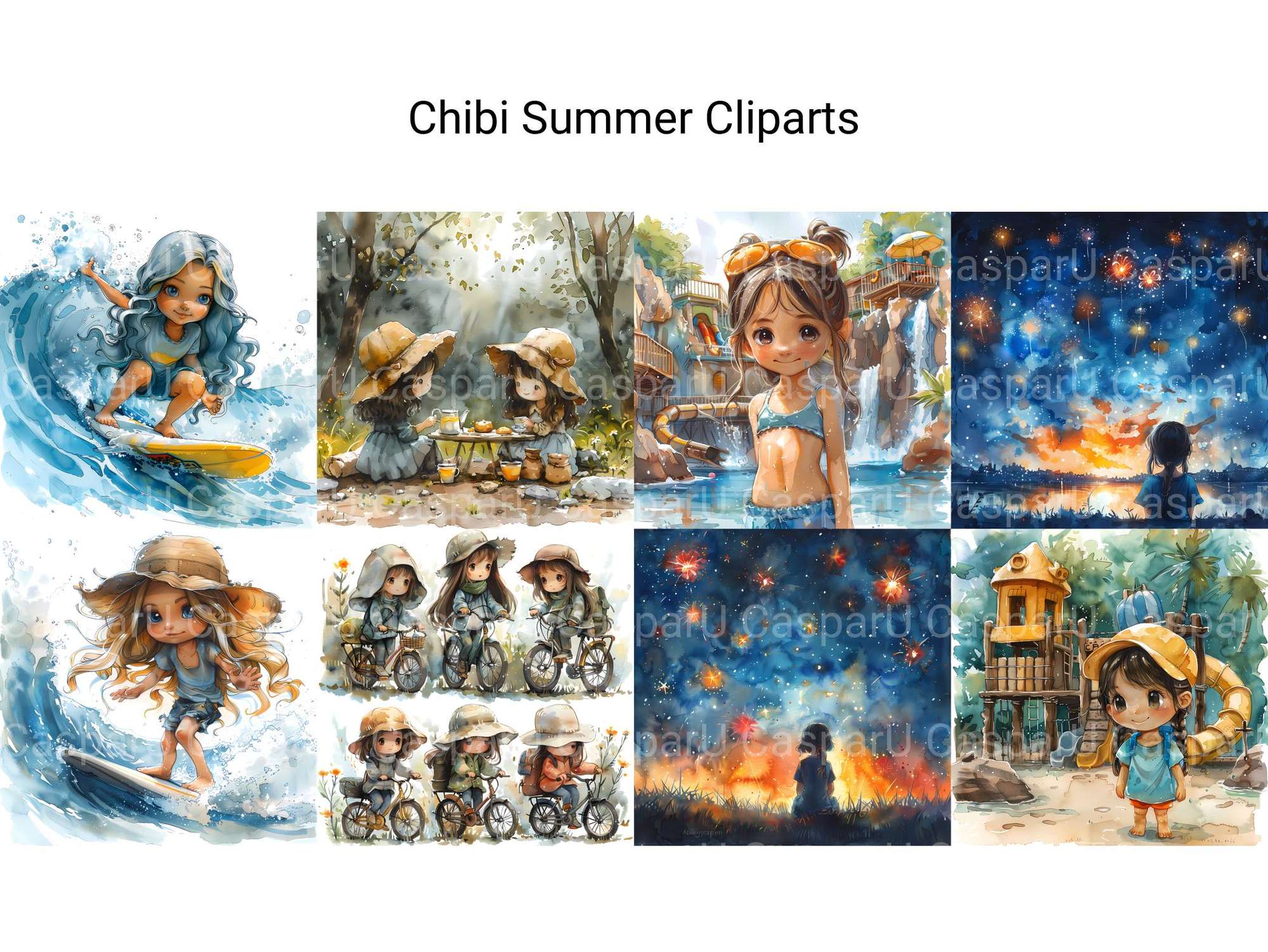 Chibi Summer Clipart - CraftNest - Digital Crafting and Art