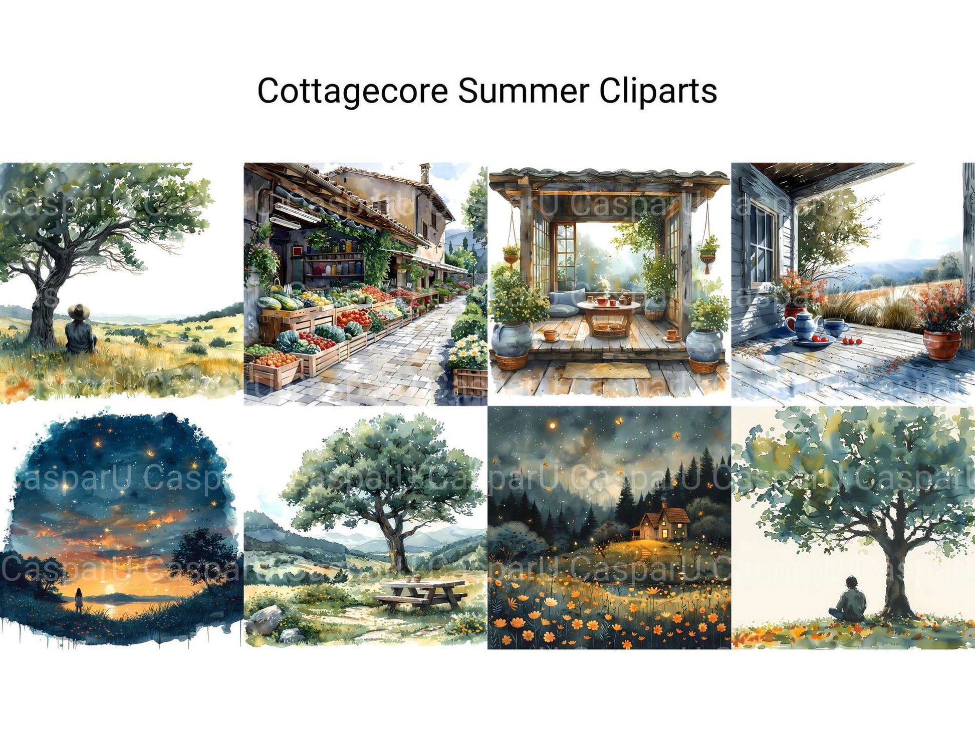 Cottagecore Summer Clipart - CraftNest - Digital Crafting and Art