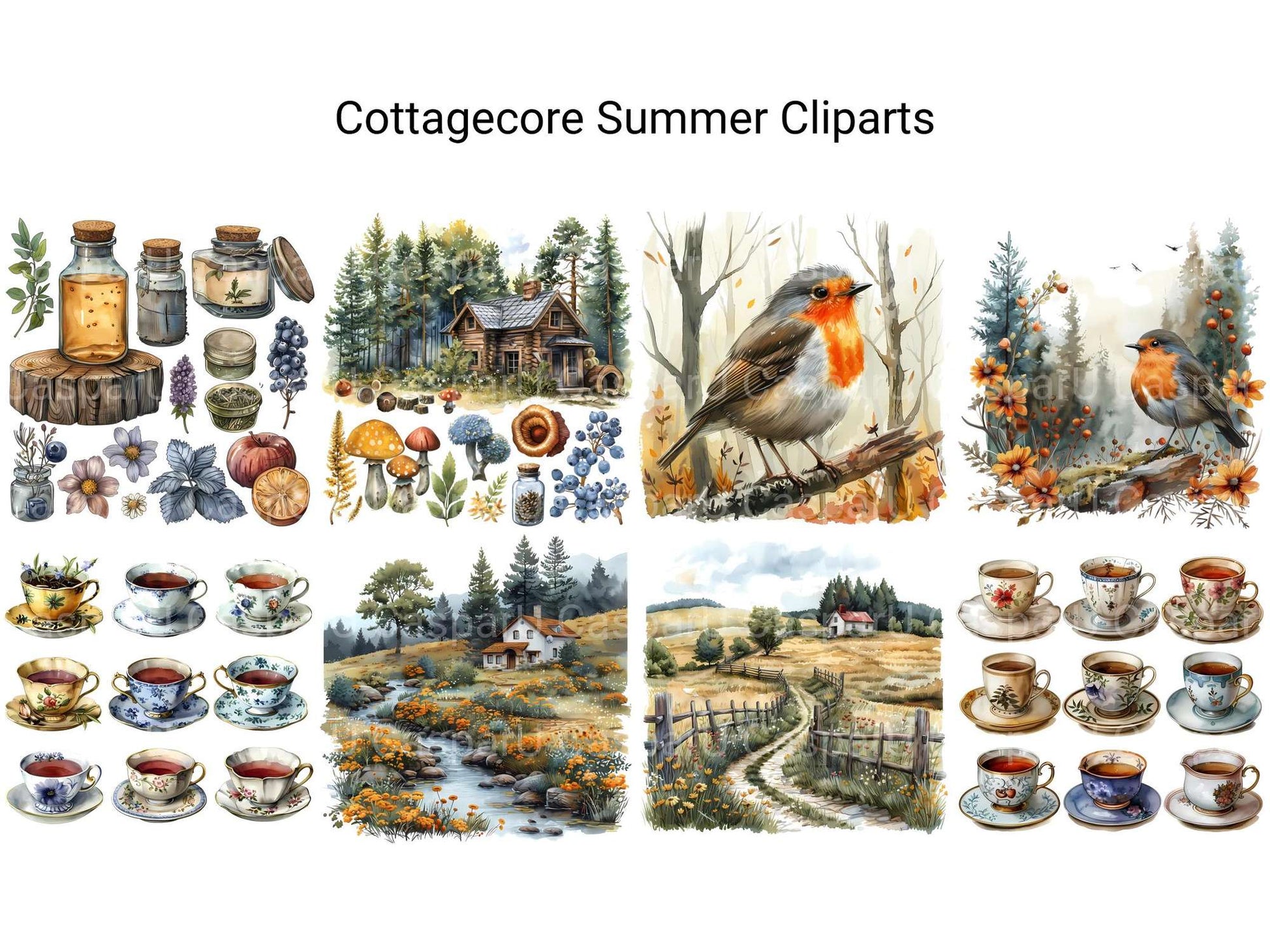 Cottagecore Summer Clipart - CraftNest - Digital Crafting and Art