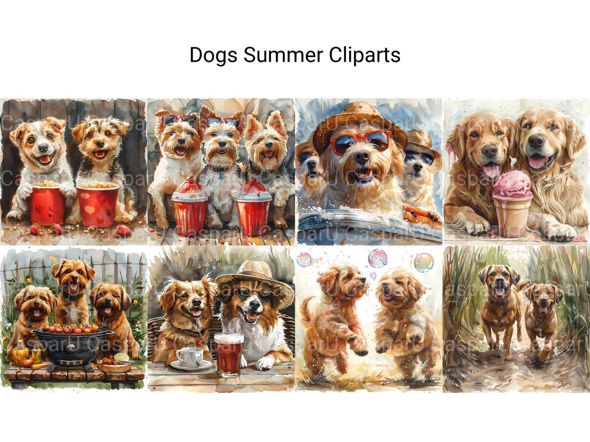 Dogs Summer Clipart - CraftNest - Digital Crafting and Art