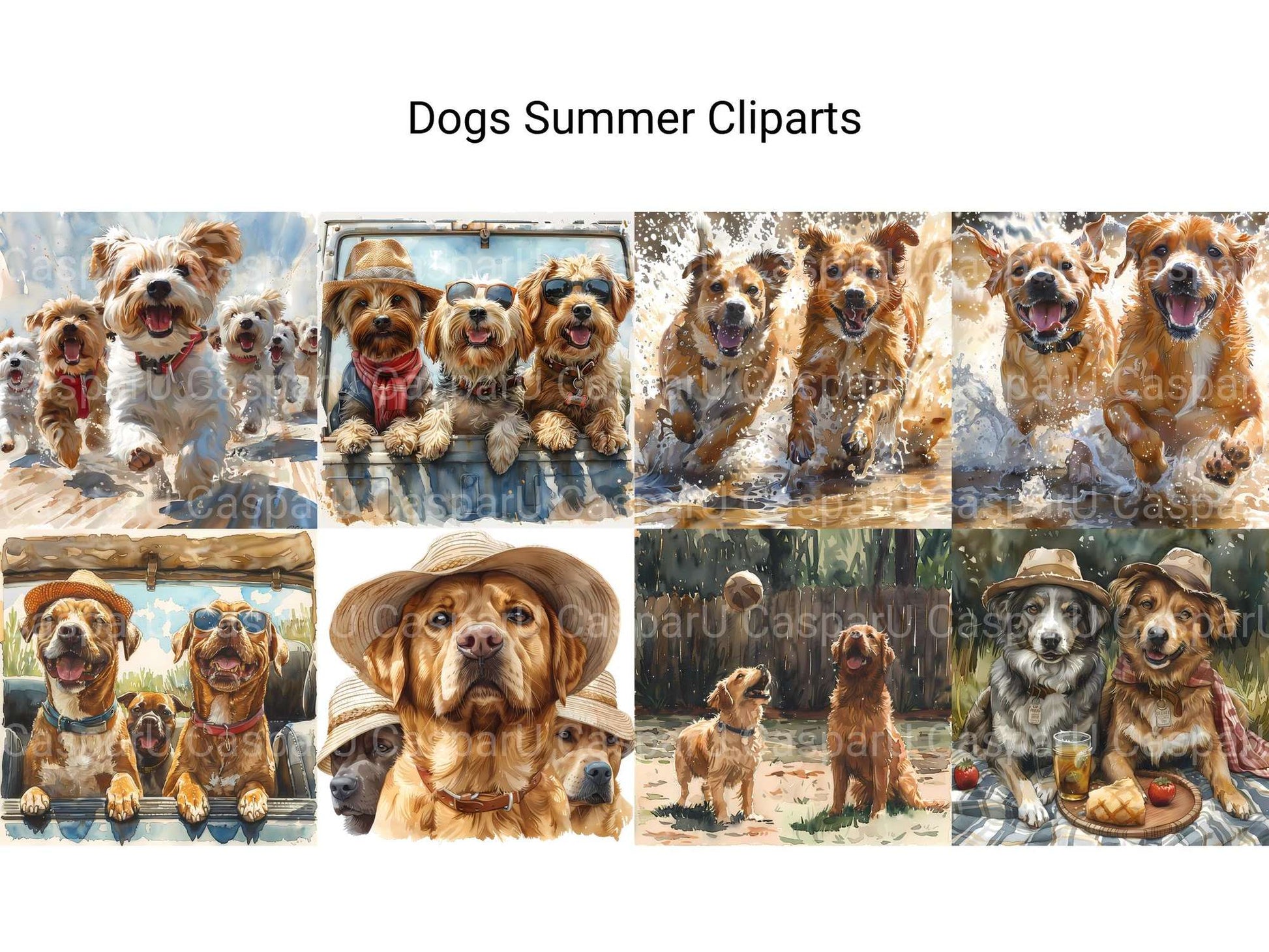 Dogs Summer Clipart - CraftNest - Digital Crafting and Art