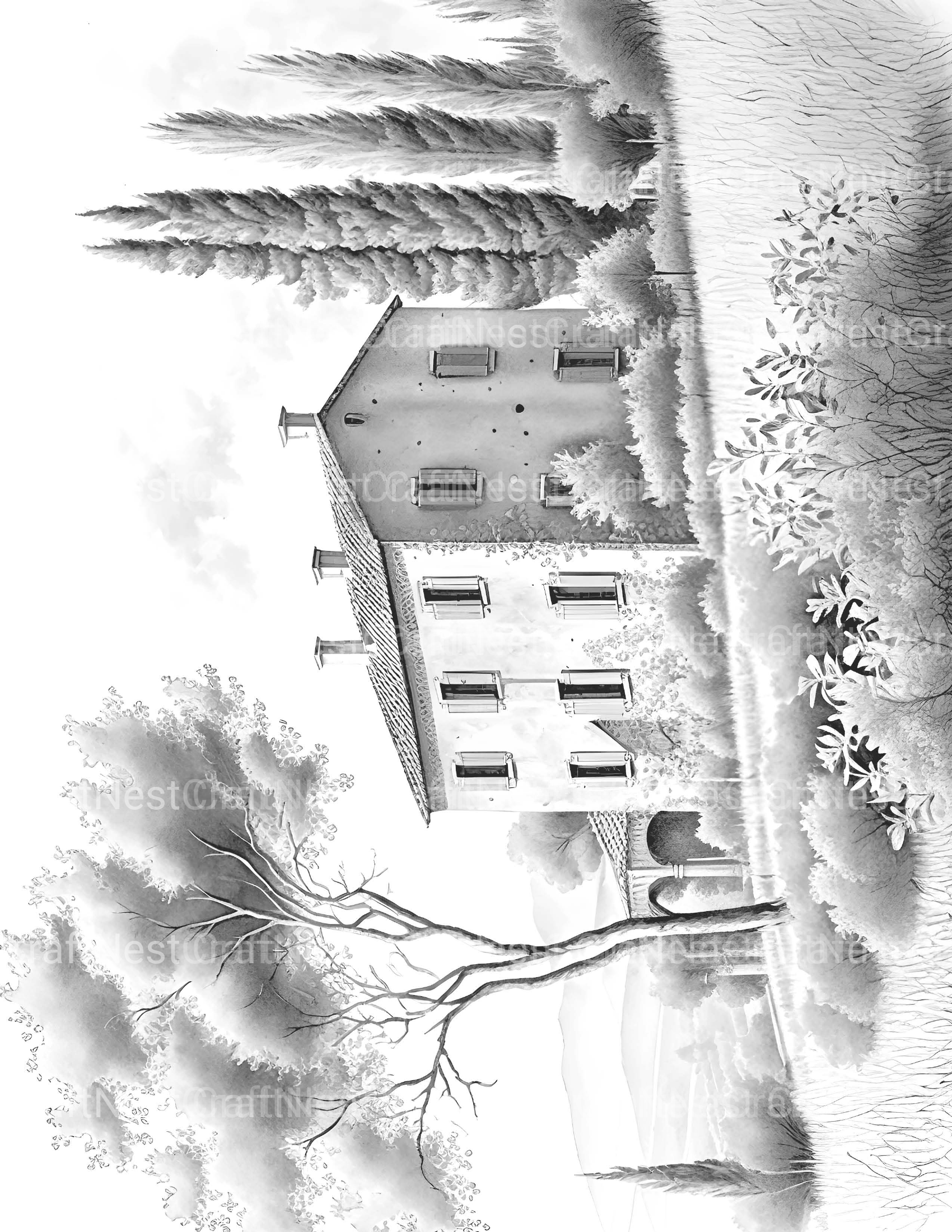 Old Italian Country Houses Coloring Book - CraftNest - Digital Crafting and Art