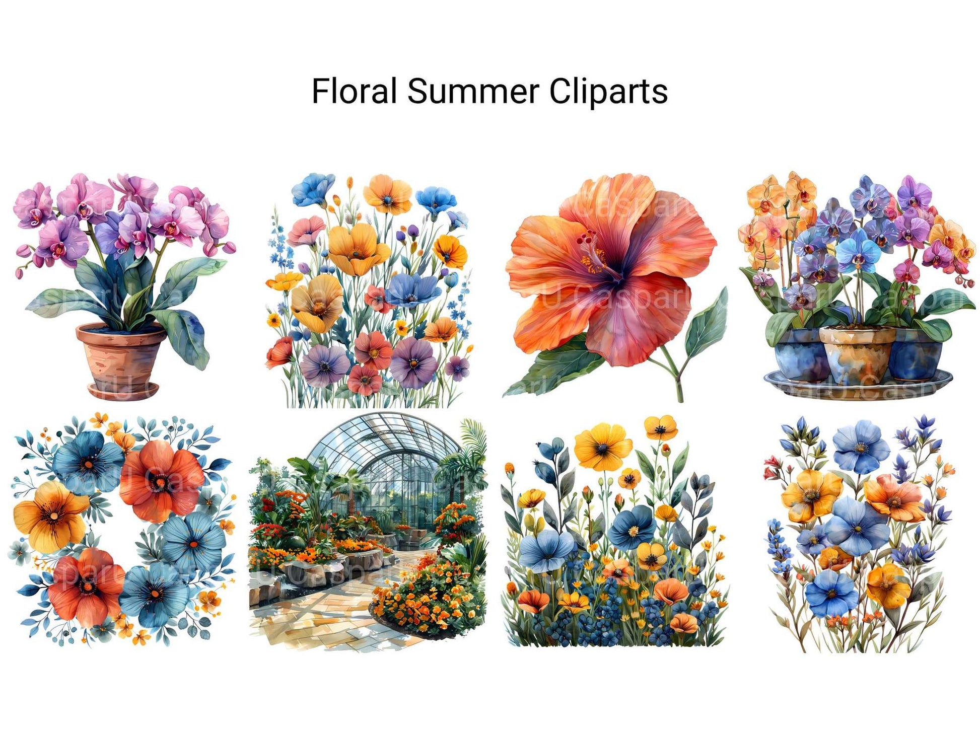 Floral Summer Clipart - CraftNest - Digital Crafting and Art