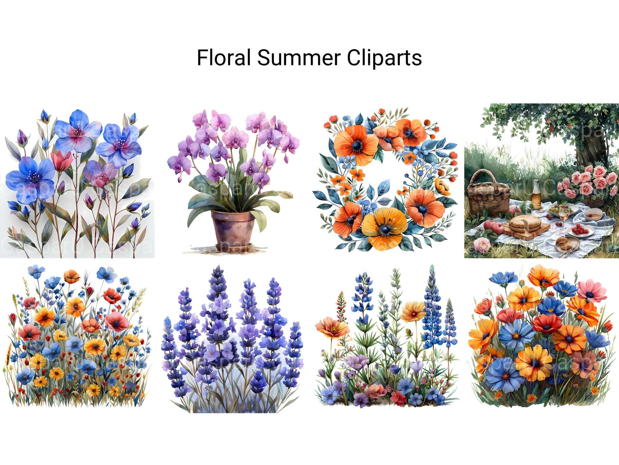 Floral Summer Clipart - CraftNest - Digital Crafting and Art