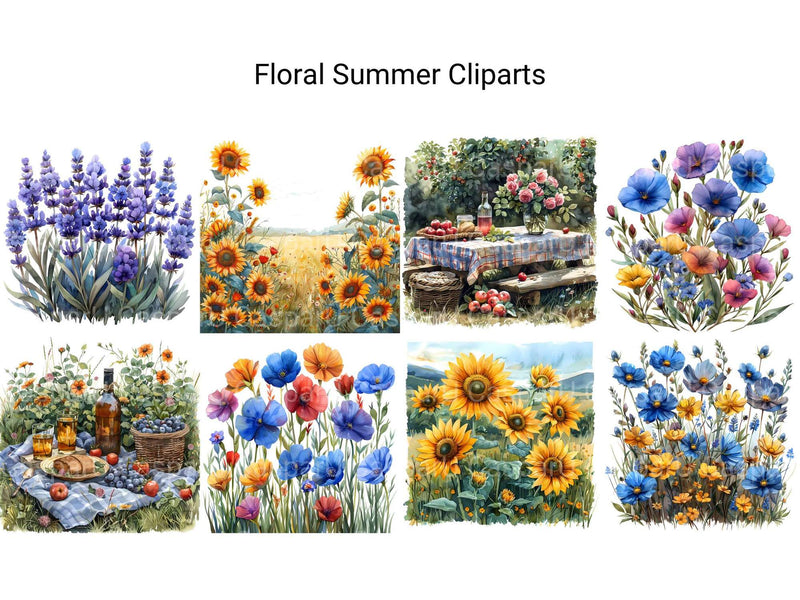 Floral Summer Clipart - CraftNest - Digital Crafting and Art