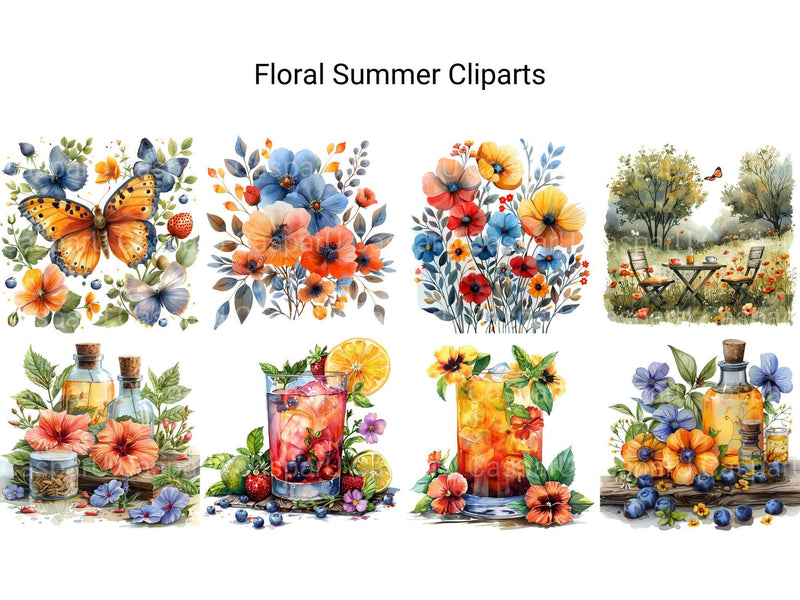 Floral Summer Clipart - CraftNest - Digital Crafting and Art