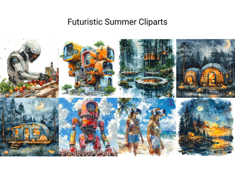 Futuristic Summer Clipart - CraftNest - Digital Crafting and Art