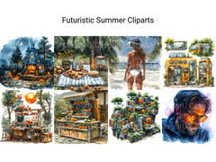 Futuristic Summer Clipart - CraftNest - Digital Crafting and Art