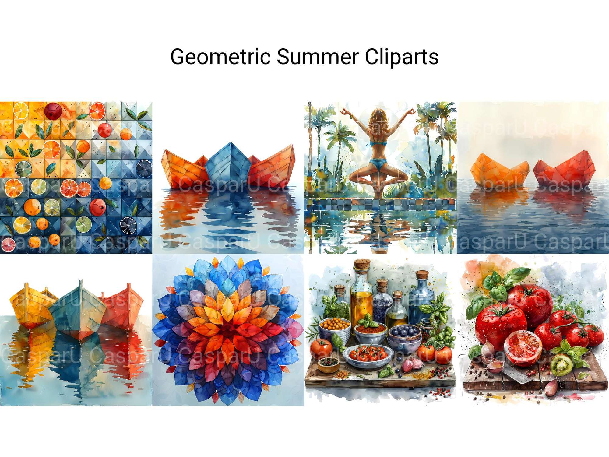 Geometric Summer Clipart - CraftNest - Digital Crafting and Art