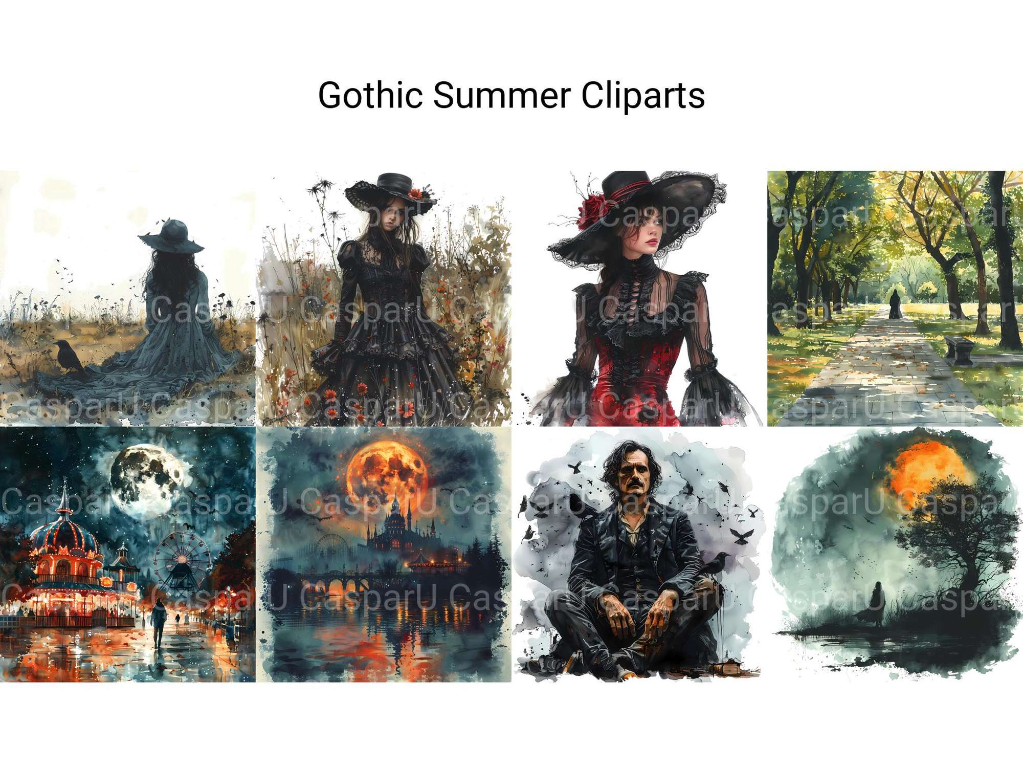 Gothic Summer Clipart - CraftNest - Digital Crafting and Art