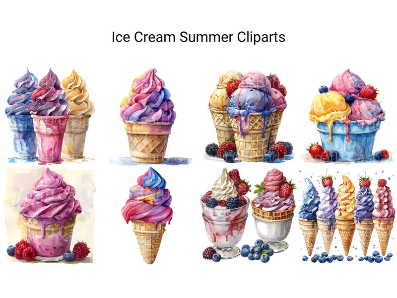 Ice Cream Summer Clipart - CraftNest - Digital Crafting and Art