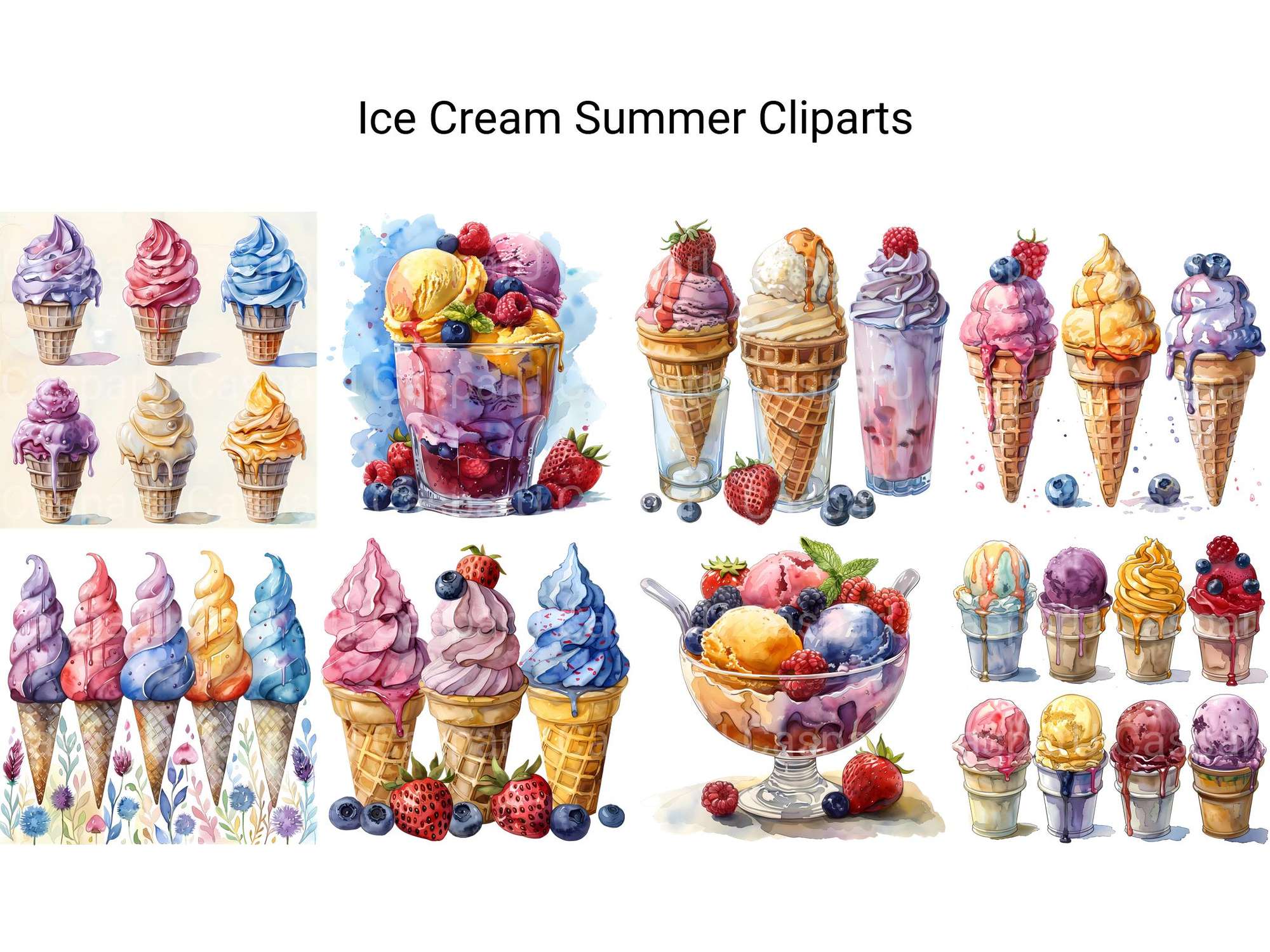 Ice Cream Summer Clipart - CraftNest - Digital Crafting and Art