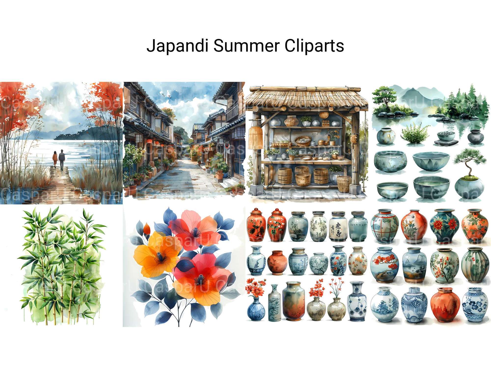 Japandi Summer Clipart - CraftNest - Digital Crafting and Art