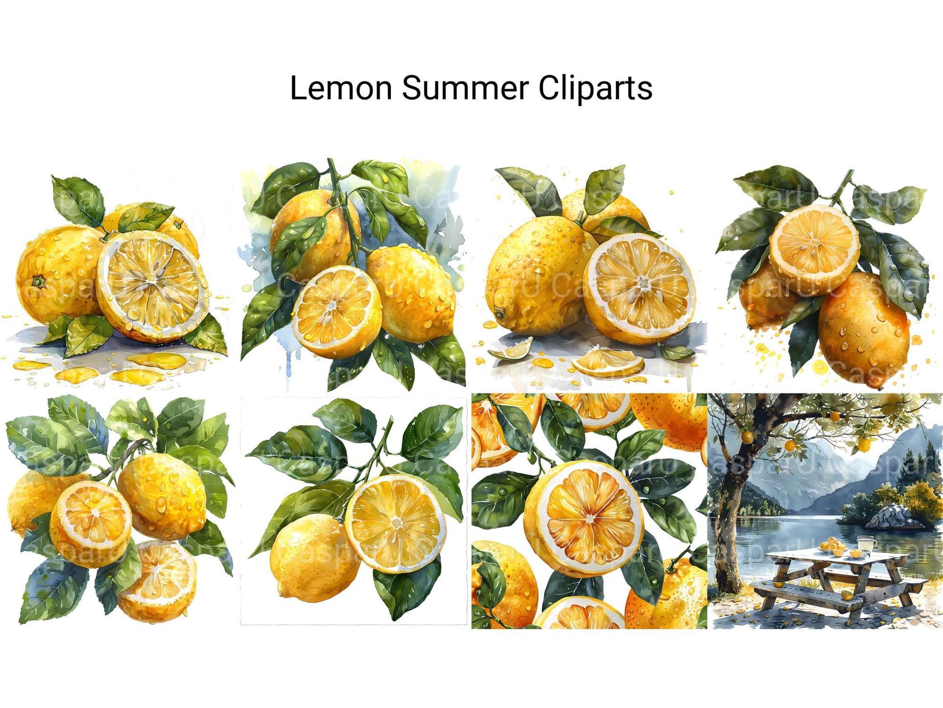 Lemon Summer Clipart - CraftNest - Digital Crafting and Art